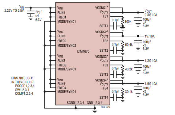 I CI scheggiano il regolatore del µModule del quadrato di LTM4670EY con matrice di uscita configurabile 10A 0