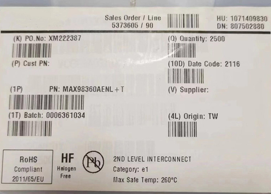 Chip di circuito integrato MAX98360AENL Amplificatore audio 1-canale di classe D 9-XFBGA