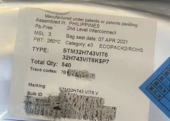 480MHz i singoli microcontroller del centro dell'ARM Cortex M7 STM32H743VIT6 scheggiano LQFP100