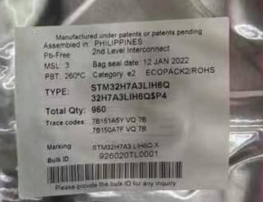 Chip del chip 280MHz IC del microcontroller del microcontroller MCU STM32H7A3LIH6Q 225TFBGA