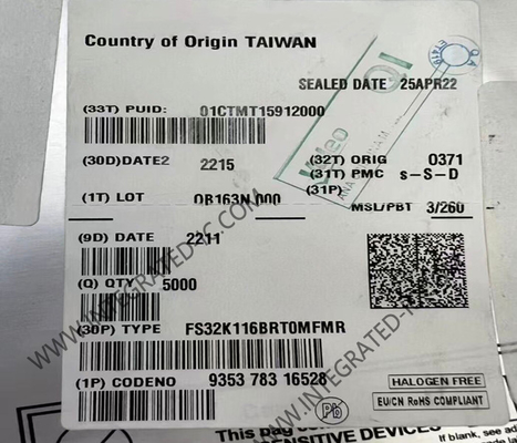 FS32K116BRT0MFMR Microcontrollore MCU S32K116 48MHz Microcontrollori automobilistici QFN-32