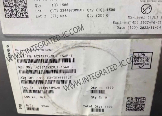chip corrente del circuito integrato del sensore 12-QFN di 1Channel Hall Effect ACS711KEXLT-15AB-T