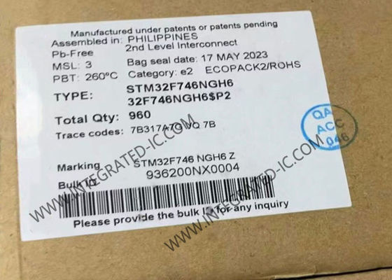 Il microcontroller MCU STM32F746NGH6 ha incluso il singolo centro dei microcontroller 216TFBGA