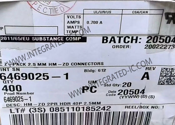 6469025-1 Z-PACK HM-Zd High Speed Backplane Connector 40 Position 4 Row 0.098" Pitch PCB Mount Header