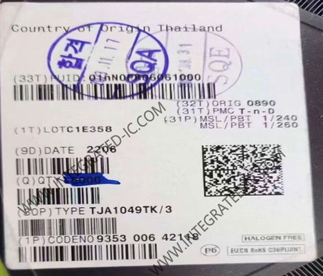 Chip a circuito integrato TJA1049TK ricetrasmettitore CAN ad alta velocità 5Mbps con isteresi del ricevitore di 300 mV e tensione di alimentazione da 4,75 V a 5,25 V