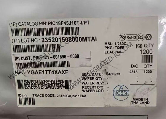 PIC18F45J10T-I/PT Microcontrollore MCU 8-Bit 40MHz con 32 kB di Memoria Programma