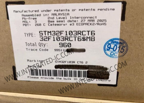 Microcontrollore STM32F103RCT6 a 32 bit con core ARM Cortex-M3, velocità di 72 MHz, 256 KB di memoria Flash e ADC a 12 bit