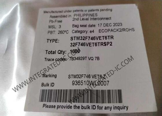 MCU microcontrollore a 32 bit STM32F746VET6TR con 216 MHz ARM Cortex-M7 Core e 512KB di memoria flash