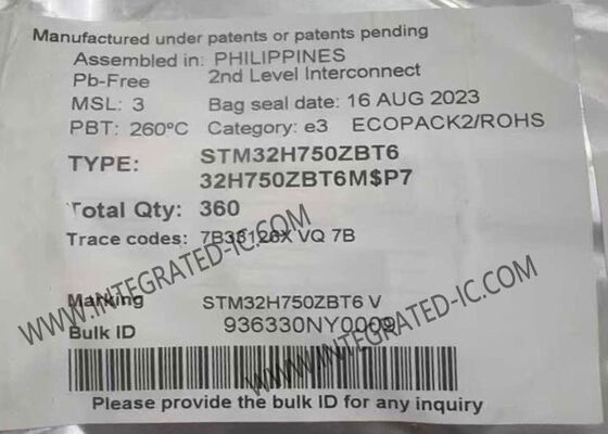 STM32H750ZBT6 MCU microcontrollore a 32 bit con 480MHz ARM Cortex-M7, 128 kB di memoria flash e pacchetto 144-LQFP