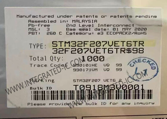 STM32F207VET6TR Microcontrollore MCU ARM Cortex-M3 120MHz 512KB Flash pacchetto 100-LQFP