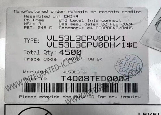 Sensore Time-of-Flight VL53L3CPV0DH/1 con rilevamento multi-target, portata di 3 m e correzione automatica delle macchie