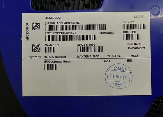 Accoppiatore ottico corrente ad alto rendimento dell'azionamento del portone del MOSFET 2,5 A del picco automobilistico di ACPL-K34T-560E
