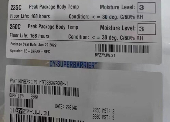 Chip di memoria IC MTFC32GAZAQHD-WT 256Gbit FLASH - NAND Memory IC 153-VFBGA