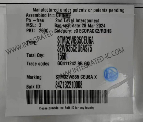 STM32WB35CEU6A Microcontrollore MCU 2.4GHz Multiprotocol Wireless 32-bit MCU
