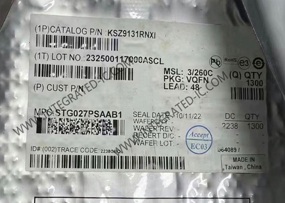 Supporto della superficie del pacchetto del ricetrasmettitore 48-QFN del chip KSZ9131RNXI Gigabit Ethernet di IC