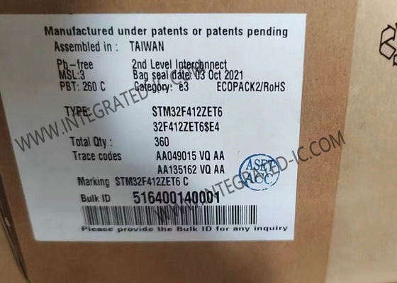 microcontroller di superficie IC 144-LQFP del supporto STM32F412ZET6 del Unico centro di 32 bit