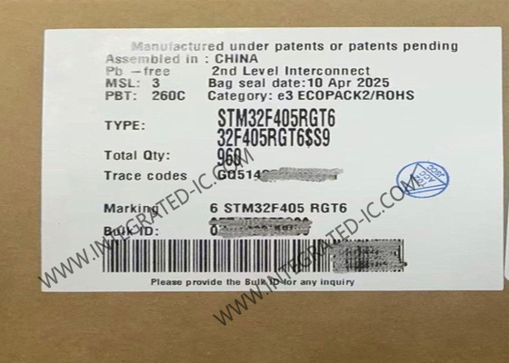 Microcontroller IC 64-LQFP del Unico centro 168MHz di 32 bit del BRACCIO M4 di STM32F405RGT6 MCU