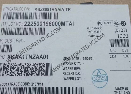 KSZ8081RNAIA Ethernet IC 10/100 Base-T/TX Ricetrasmettitore a livello fisico con supporto RMII