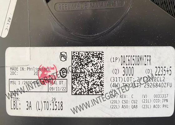 Chip di circuito integrato DAC60508MYZFR 8 canali convertitori digitali ad analogici DSBGA-16