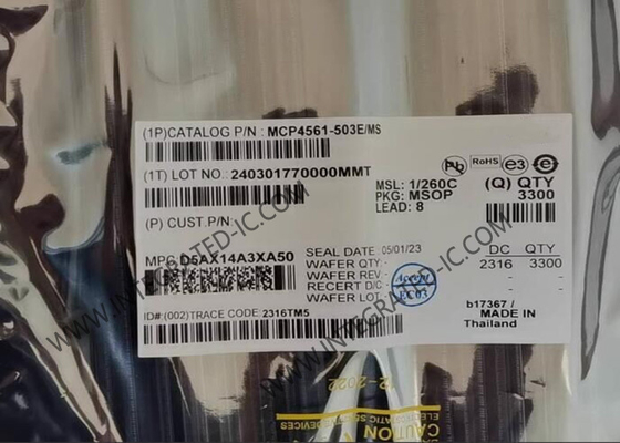 Circuito integrato MCP4561-503E/MS Chip Potenziometri Digitali Potenziometri Digitali Singoli a 8 bit
