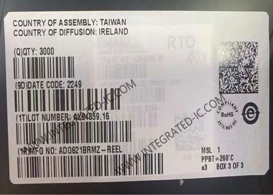 ADG621BRMZ Chip di circuito integrato doppio SPST Switch IC con pacchetto MSOP a 10 condotti da 2,7 a 5,5 V di alimentazione singola e da 2,7 a 5,5 V di alimentazione doppia