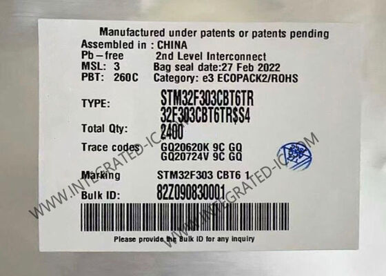 Microcontrollore a 32 bit STM32F303CBT6TR con core ARM Cortex-M4 a 72 MHz e memoria flash da 128 KB