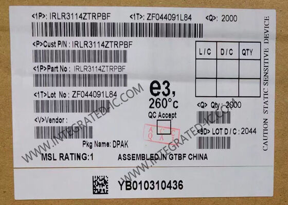 IRLR3114ZTRPBF Transistor MOSFET di Potenza a Canale N HEXFET 40V 130A 5.2mOhm Circuito Integrato