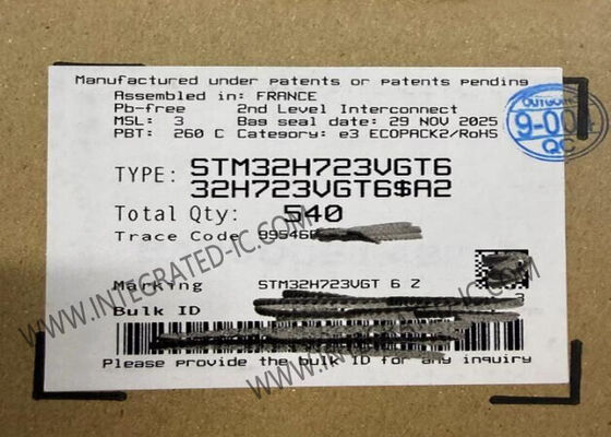 Microcontrollore STM32H723VGT6 ARM Cortex-M7 MCU 550 MHz 1 MB FLASH 80 GPIO LQFP-100 IC