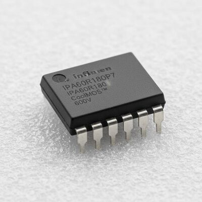IPA60R180P7 CoolMOSTM Power MOSFET con tensione di scarico di 600V, corrente di scarico continua di 18A e resistenza di 145mOhms alla fonte di scarico