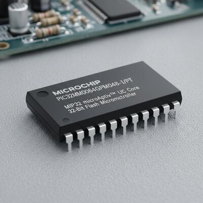 PIC32MM0064GPM048-I/PT 32-Bit Flash Microcontroller with MIPS32 microAptiv™ Core, 25MHz Speed, and 38 I/O