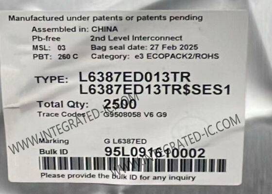 L6387ED013TR Chip di circuito integrato 600V Alta tensione alto e basso driver laterale con 400mA, corrente 650mA