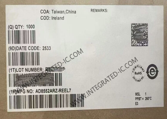 AD8552ARZ Amplificatore operativo a circuito integrato chip a deriva zero con ingresso e uscita da ferrovia a ferrovia e prodotto di banda larga di guadagno da 1,5 MHz