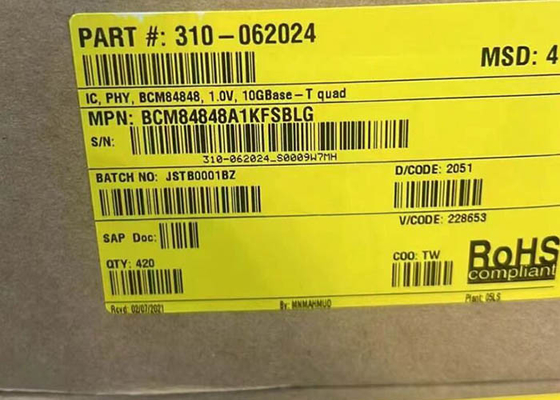 IC Ethernet BCM84848A1KFSBLG 4 porte 10GBASE-T Trasmettitore IC BGA pacchetto