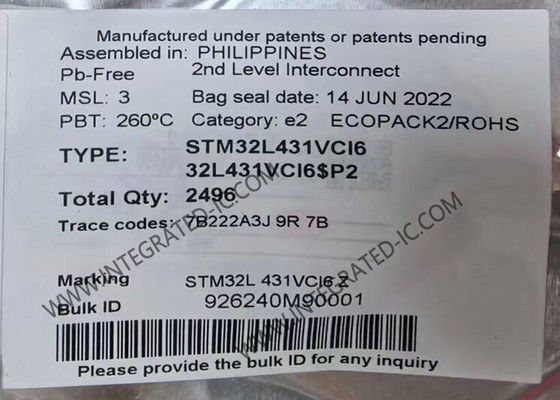 STM32L431VCI6 Microcontrollore MCU ARM Microcontrollori 80MHz MCU incorporato UFBGA100