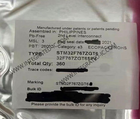 Microcontroller IC del centro del chip STM32F767ZGT6 32BIT del circuito integrato 1MB singolo
