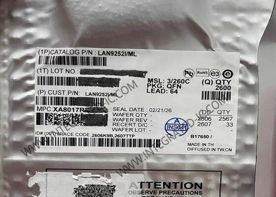Controller slave EtherCAT IC Ethernet LAN9252I/ML per applicazioni industriali QFN-64